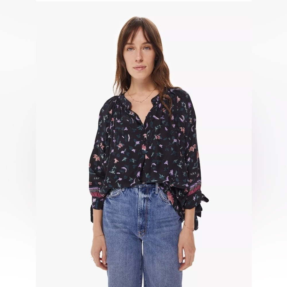 Natalie Martin Renata Blouse In Lotus Print Nero